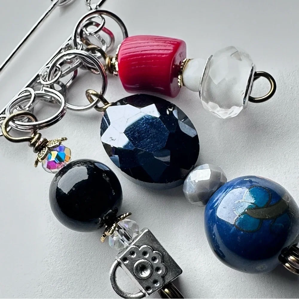Brooch | Hand Crafted | Glass Beaded |  Pin Artisan Multicolor Wire-Wrapped OOAK
